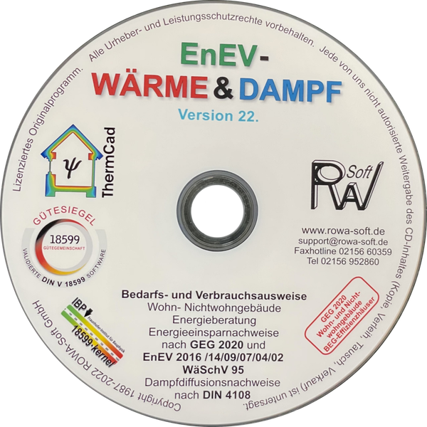 ROWA-Soft GEG / EnEV-WÄRME & DAMPF - Installations-DVD